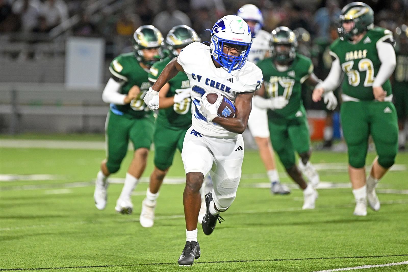 Cy Creek sophomore running back Garland Wilburn was unanimously voted as the District 17-6A Offensive Newcomer of the Year.